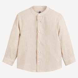 Camisa às riscas, gola Mao, algodão/linho LA REDOUTE COLLECTIONS image