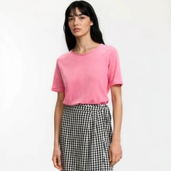 T-shirt en lin col rond manches courtes LA REDOUTE COLLECTIONS image