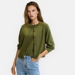 100% Wool Fine Knit Crew Neck Cardigan LA REDOUTE COLLECTIONS image