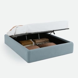 Cama con espacio de almacenamiento, tejido de chenilla texturizada, somier elevable, BOLEA LA REDOUTE INTERIEURS image