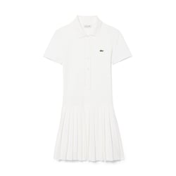 Vestido curto tipo pólo, plissado, de mangas curtas LACOSTE