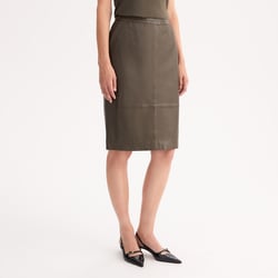 Mid-Length Straight Skirt in Leather ANNE WEYBURN image
