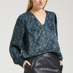 Blouse encolure v, effet satiné, imprimée VILA image