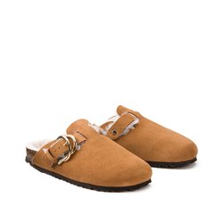 Mules sabots fourrées en cuir suédé LA REDOUTE COLLECTIONS image