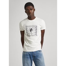 T-shirt slim manches courtes à logo imprimé PEPE JEANS image