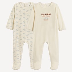 Lot 2 de pyjamas 1 pièce, en velours LA REDOUTE COLLECTIONS image