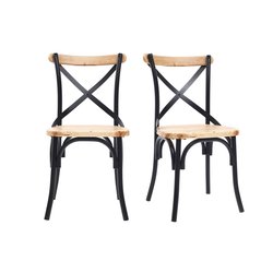 Chaises bistrot bois clair massif et métal noir (lot de 2) JAKE MILIBOO image