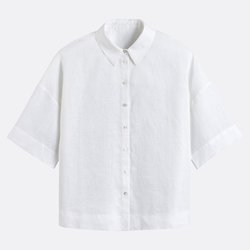 Camicia ampia a maniche a 3/4 in lino Signature, AMBRE LA REDOUTE COLLECTIONS image