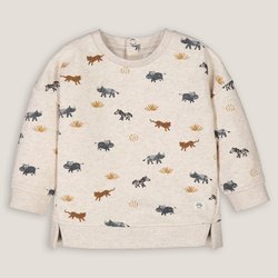 Animal Print Sweatshirt with Press-Stud Back in Cotton Mix LA REDOUTE COLLECTIONS image
