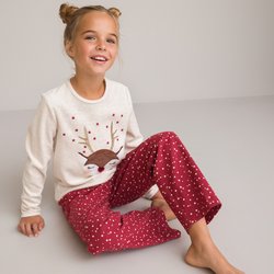 Пижама новогодняя из велюра и фланели, принт олень LA REDOUTE COLLECTIONS image