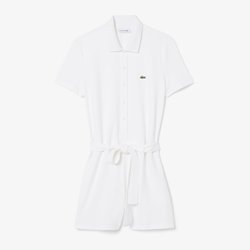Vestido curto tipo polo, mangas curtas, cinto LACOSTE