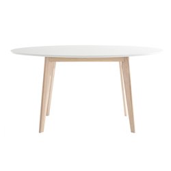 Table scandinave ovale blanche et bois clair L150 cm LEENA MILIBOO image