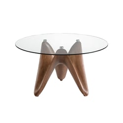 Table à manger ronde verre trempé et noyer ANGEL CERDA image