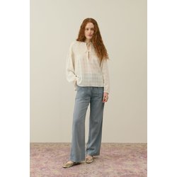 Nicoletta Embroidered Blouse with Crew Neck and Long Sleeves LOUISE MISHA image