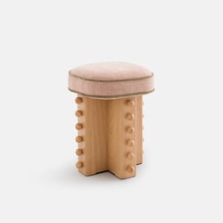 Tabouret rembourré, en chêne et plaqué et tissu texturé, VATHALIE LA REDOUTE INTERIEURS image