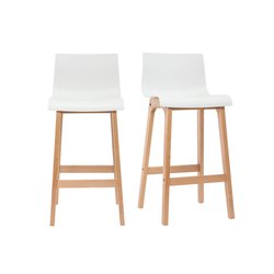 Tabouret de bar design bois et blanc 75 cm (lot de 2) NEW SURF MILIBOO image