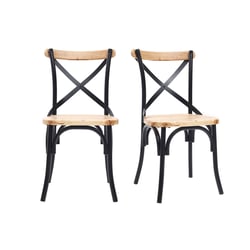 Chaises bistrot bois clair massif et métal noir (lot de 2) JAKE MILIBOO image