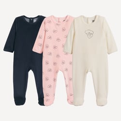 Lot de 3 pyjamas 1 pièce, en velours, motifs coeur et chien LA REDOUTE COLLECTIONS image