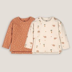 Confezione da 2 T-shirt maniche lunghe stampate LA REDOUTE COLLECTIONS image