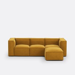 Sofá modulable 3 plazas y puff reposapiés, terciopelo vintage, Seven LA REDOUTE INTERIEURS image
