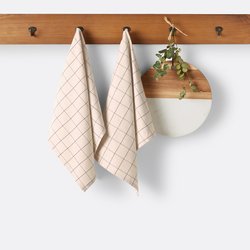 Lote de 2 paños de cocina tejido teñido algodón/lino, Tissala LA REDOUTE INTERIEURS image