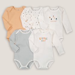 Pack of 5 Bodysuits in Cotton with Long Sleeves LA REDOUTE COLLECTIONS image