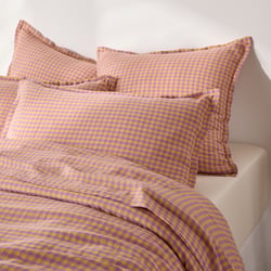Funda de almohada de lino lavado, Acélie lavanda/ocre LA REDOUTE INTERIEURS image