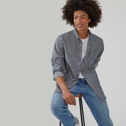 Camicia dritta a righe collo americano LA REDOUTE COLLECTIONS image