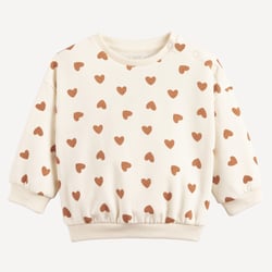 Sweat col rond, imprimé coeurs, pressionné à l'épaule, en molleton LA REDOUTE COLLECTIONS image