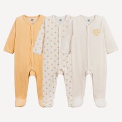 Lot de 3 pyjamas 1 pièce, en velours, motif coeur LA REDOUTE COLLECTIONS image