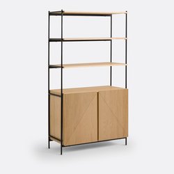 Signatures Lodge Oak Veneer and Metal Wardrobe Module with 3 Shelves and 2 Cupboards LA REDOUTE INTERIEURS image