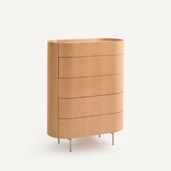 Commode chiffonnier, 5 tiroirs, en chêne massif et plaqué, ASLEN AM.PM image