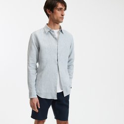 Chemise droite rayée en lin, manches longues LA REDOUTE COLLECTIONS image