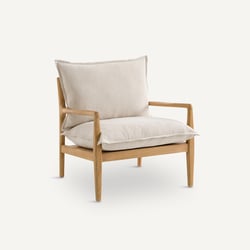 Fauteuil chêne, plaqué et tissu coton lin, DILMA AM.PM image
