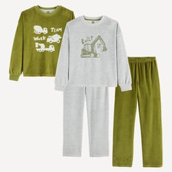 Lot de 2 pyjamas en velours, thème engins de chantier LA REDOUTE COLLECTIONS image