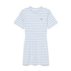 Vestido de manga curta às riscas, gola redonda, curto LACOSTE