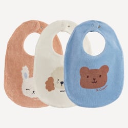 Pack of 3 Animal Print Towelling Bibs LA REDOUTE COLLECTIONS image