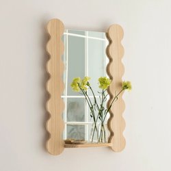 Miroir en pin non verni avec étagère 77 cm SALADETA NAAN FURNITURE image
