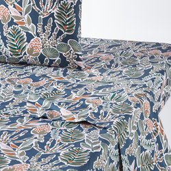 Aqua Botanical 100% Cotton Percale 200 Thread Count Flat Sheet LA REDOUTE INTERIEURS image