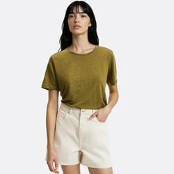 Linen Crew Neck T-Shirt with Short Sleeves LA REDOUTE COLLECTIONS image