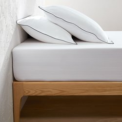 Hoeslaken in gewassen satijnkatoen, Victor, gestreept LA REDOUTE INTERIEURS image