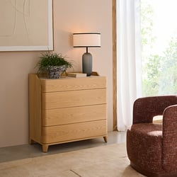 Junius Chest of Drawers in Oak Veneer and Leather, Designed By Emmanuel Gallina AM.PM X EMMANUEL GALLINA image