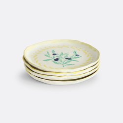 Set of 4 Capria Olive Branch Sandstone Dessert Plates LA REDOUTE INTERIEURS image