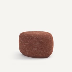 Repose-pieds, pouf en tissu texturé et base en noyer massif, JERRY AM.PM image
