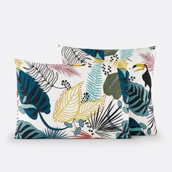 Funda de almohada de percal de algodón, Macara Jungle LA REDOUTE INTERIEURS image