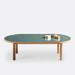 Mesa de centro de roble, chapa de madera y vidrio, Evergreen LA REDOUTE INTERIEURS image