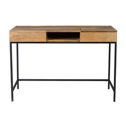 Bureau à rangements industriel bois manguier massif et métal noir L118 cm YPSTER MILIBOO image