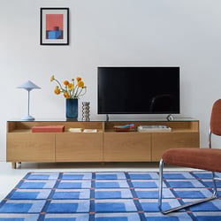 Mueble de TV hifi XL, 4 puertas, tablero de vidrio, WALOR LA REDOUTE INTERIEURS image