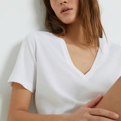 Loose T-shirt met V-hals, korte mouwen LA REDOUTE COLLECTIONS image