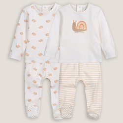 Pack of 2 Pyjamas in Snail Print Cotton LA REDOUTE COLLECTIONS image